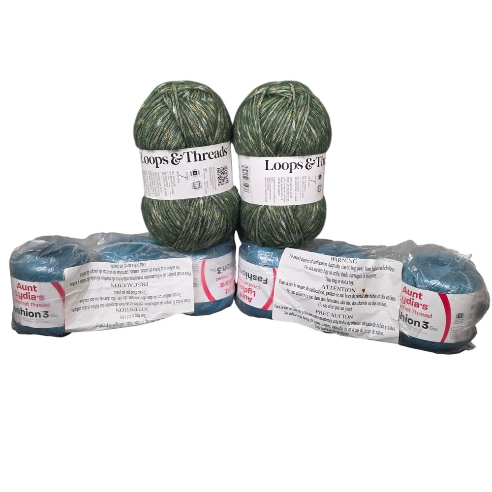 Loops & Threads Aunt Lydia's Yarn Crochet Thread Lot Needlework Hobby DIY Crafts